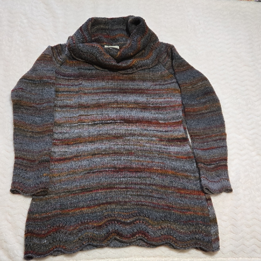 Royal Robbins Blue and Brown Cowl Neck Sweater